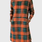 Hosszú Ujjú Kockás Pólóruha