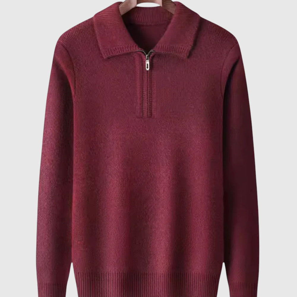 Levente - Kasjmírvékony pulóver negyedzipzárral Gstaad