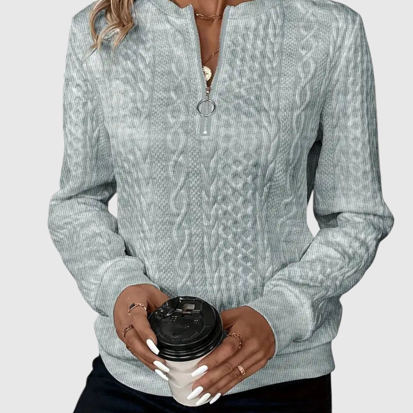 Amalie - Kötött pulóver cipzáras dizájnnal