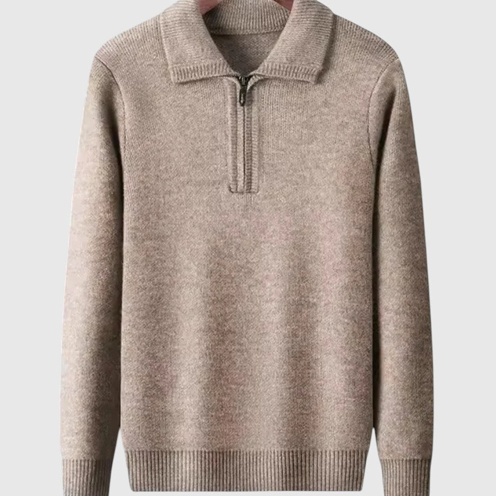 Levente - Kasjmírvékony pulóver negyedzipzárral Gstaad
