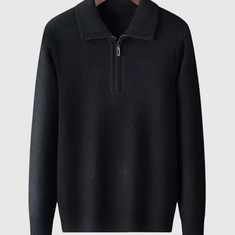 Levente - Kasjmírvékony pulóver negyedzipzárral Gstaad