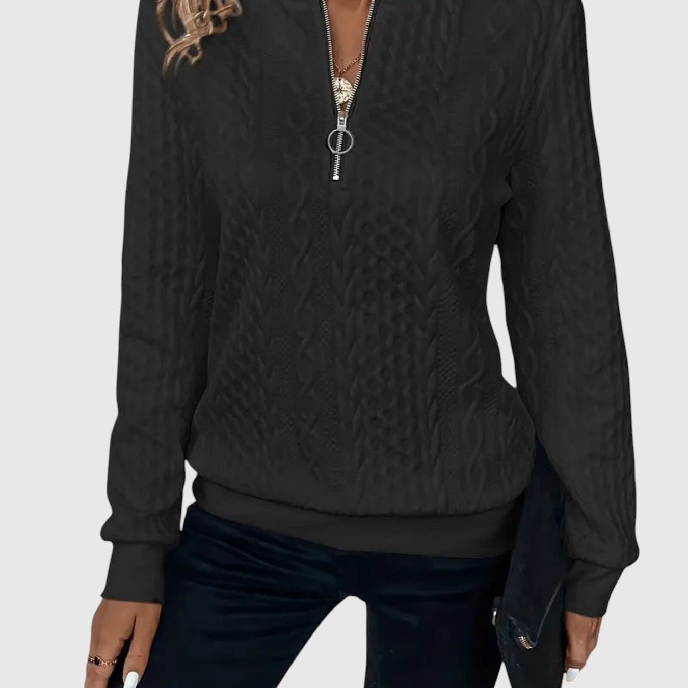 Amalie - Kötött pulóver cipzáras dizájnnal