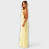 Adilin - Hosszú ruha, nyakpántos dekoltázzsal