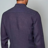 Tengerész kék len ing álló gallérral