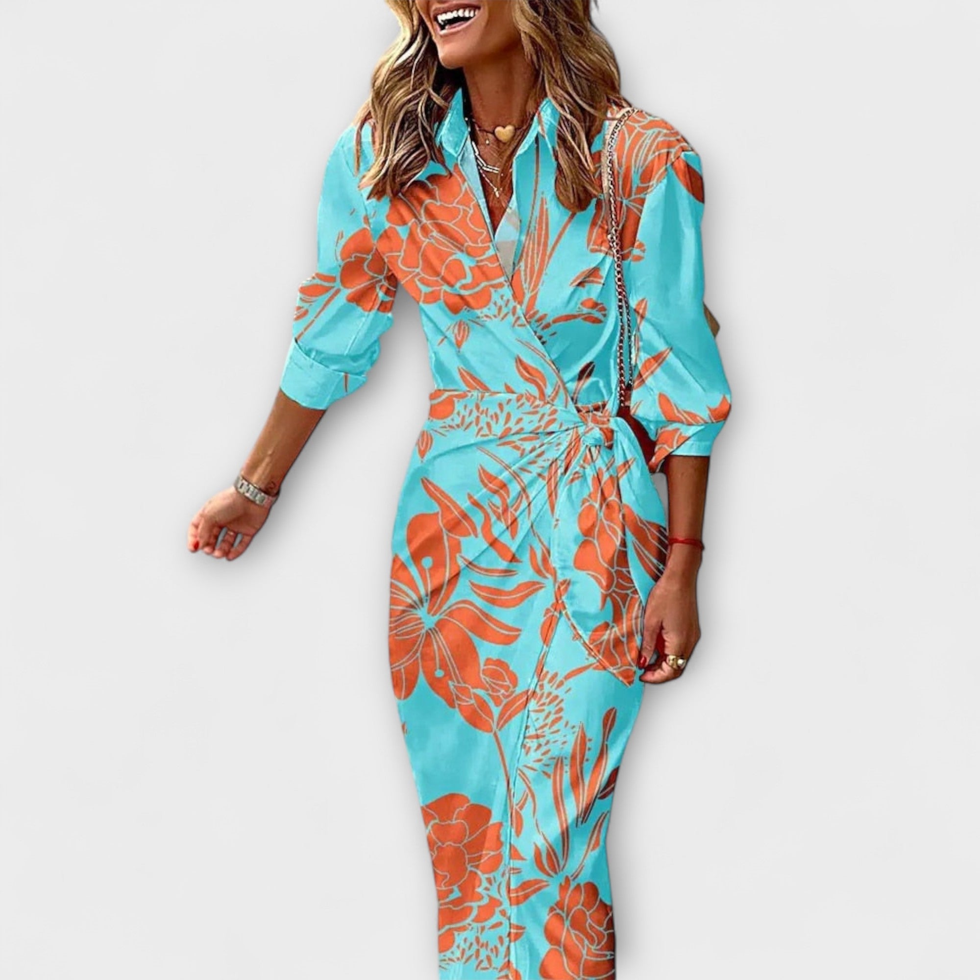 Klarisa - Csíkos Midi Ruha