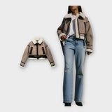 Bőrkabát béléssel és övvel