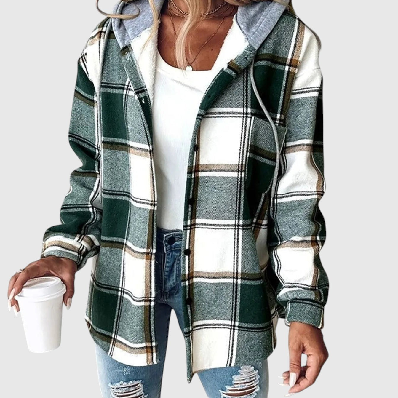 Maya – Kockás mindennapi kabát kapucnival