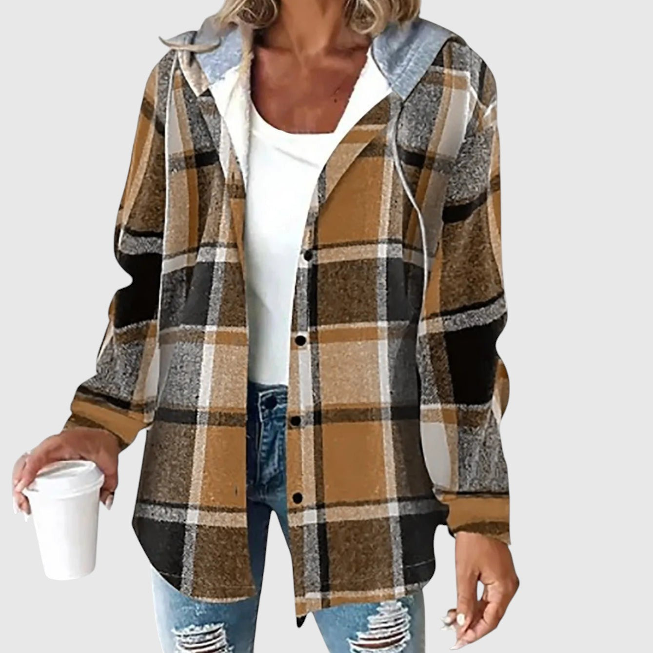 Maya – Kockás mindennapi kabát kapucnival