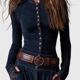 Isabelle - Velúr maxi ruha övvel