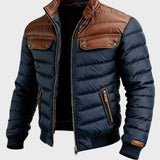 Aleksander - steppelt kék dzseki bőr betétekkel