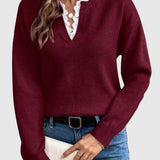 Karolina – Prémium pulóver V-nyakú csipkével