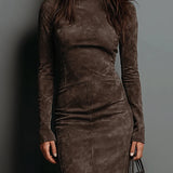 Lorena | Hosszú barna midi ruha