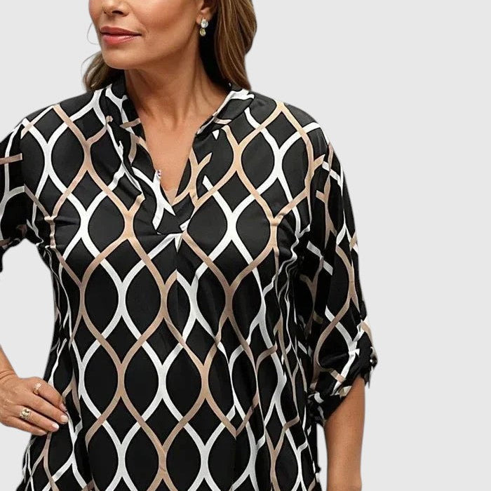 Noor – Grafikus mintás blúz